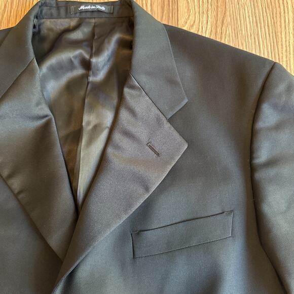 Vito Rufolo Made In Italy Suit Jacket Mens 40R Black Solid Wool Three Buttons - Picture 3 of 11